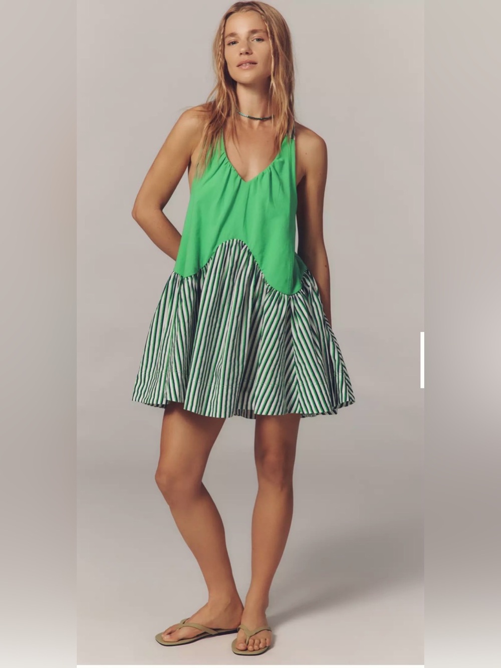 Anthropologie Daily Practice Spring Fling Racerback Babydoll Mini Dress